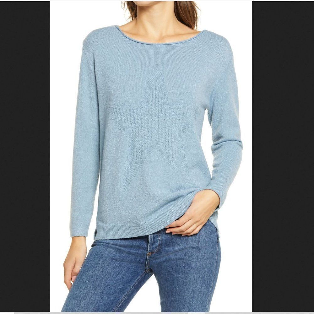 Wit & Wisdom Blue Cable Knit Star‎ Sweater Size Medium